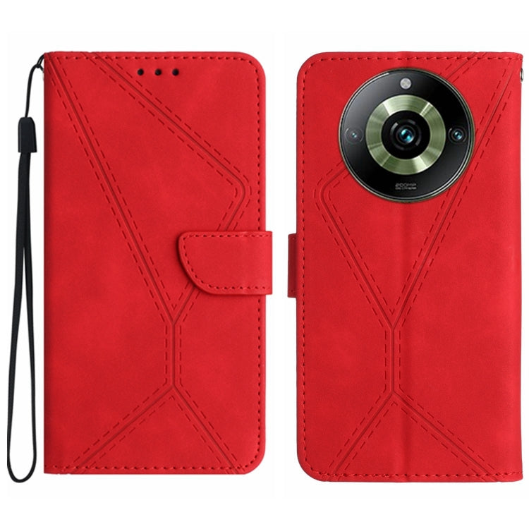 Custodia in pelle goffrata con cuciture per Realme 11 Pro