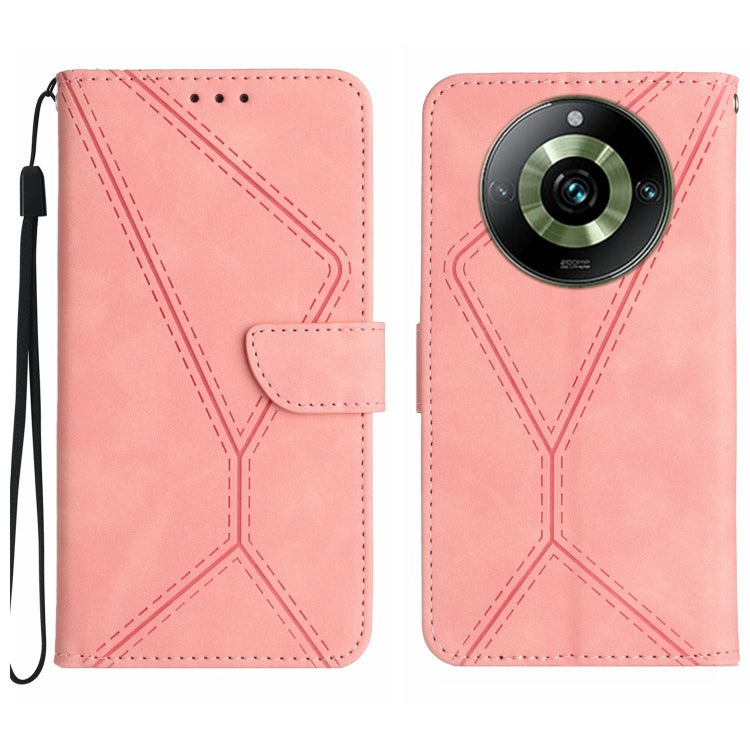Custodia in pelle goffrata con cuciture per Realme 11 Pro