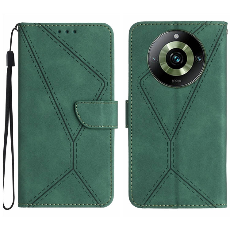 Custodia in pelle goffrata con cuciture per Realme 11 Pro