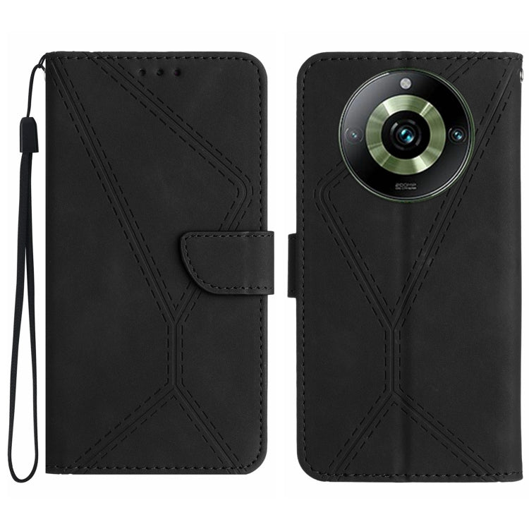 Custodia in pelle goffrata con cuciture per Realme 11 Pro