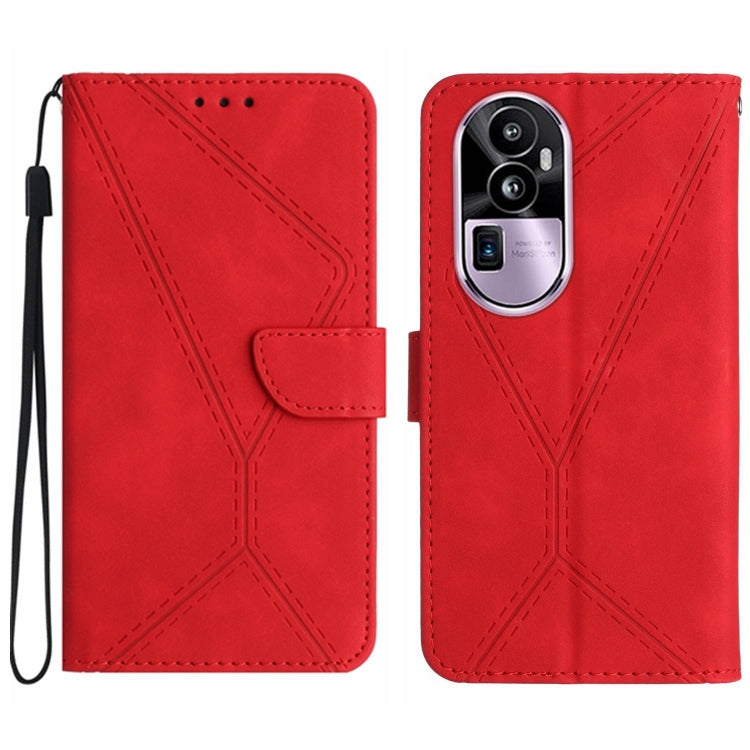 Custodia in pelle goffrata con cuciture per OPPO Reno10 Pro+