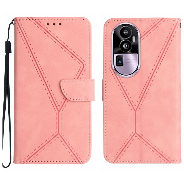 Custodia in pelle goffrata con cuciture per OPPO Reno10 Pro+