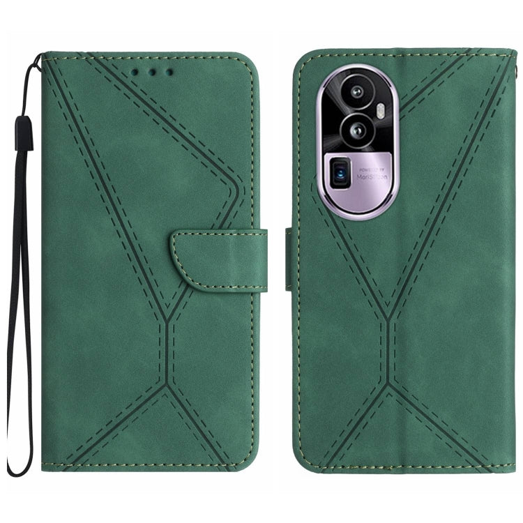 Custodia in pelle goffrata con cuciture per OPPO Reno10 Pro+
