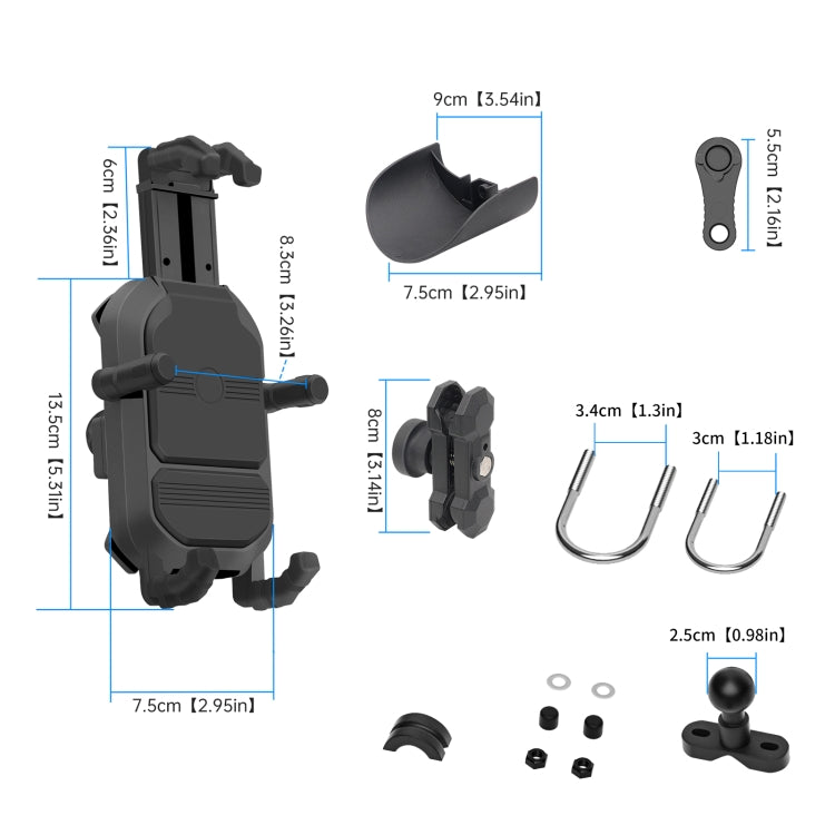WUPP CS-1848A2 Supporto per telefono da guida con assorbimento degli urti per moto, Handlebars