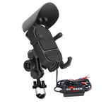 WUPP CS-1848B2 Supporto per navigatore per telefono a ricarica rapida wireless da 15 W per moto, Handlebars