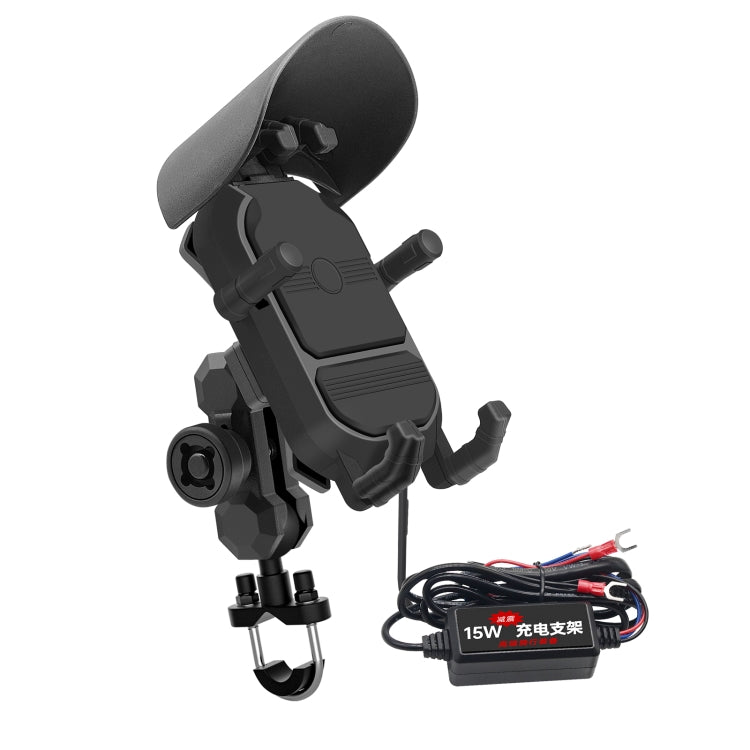 WUPP CS-1848B2 Supporto per navigatore per telefono a ricarica rapida wireless da 15 W per moto, Handlebars