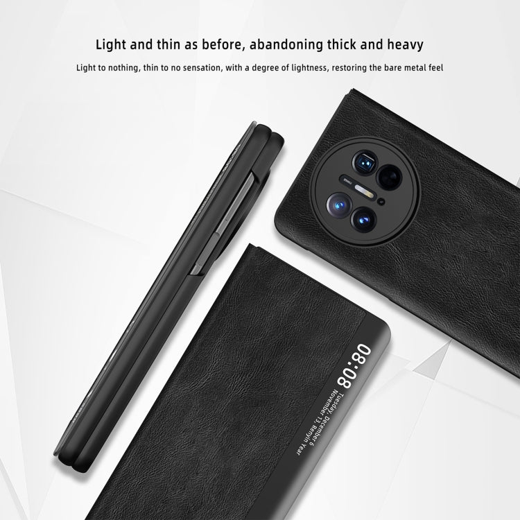 Custodia in pelle con vista laterale magnetica per Huawei Mate X3