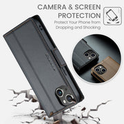 Custodia in pelle RFID CaseMe per iPhone 14/15