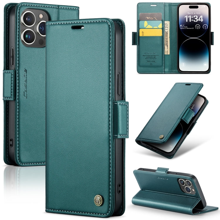 Custodia per telefono in pelle antifurto RFID CaseMe 023 con fibbia a farfalla, For iPhone 14 Pro, For iPhone 15 Plus, For iPhone 14 Pro Max, For iPhone 15