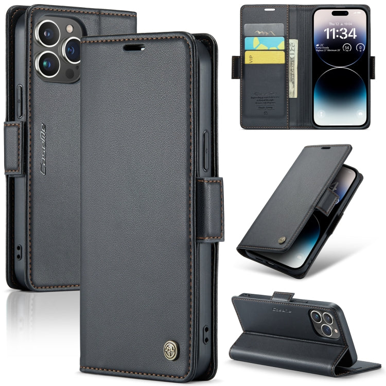 Custodia per telefono in pelle antifurto RFID CaseMe 023 con fibbia a farfalla, For iPhone 14 Pro, For iPhone 15 Plus, For iPhone 14 Pro Max, For iPhone 15