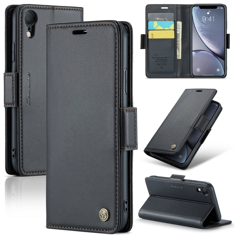 Custodia per telefono in pelle antifurto RFID CaseMe 023 con fibbia a farfalla, For iPhone XR, For iPhone SE 2022/SE 2020/6/7/8, For iPhone 6 Plus/7 Plus/8 Plus