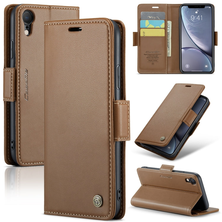 Custodia per telefono in pelle antifurto RFID CaseMe 023 con fibbia a farfalla, For iPhone XR, For iPhone SE 2022/SE 2020/6/7/8, For iPhone 6 Plus/7 Plus/8 Plus