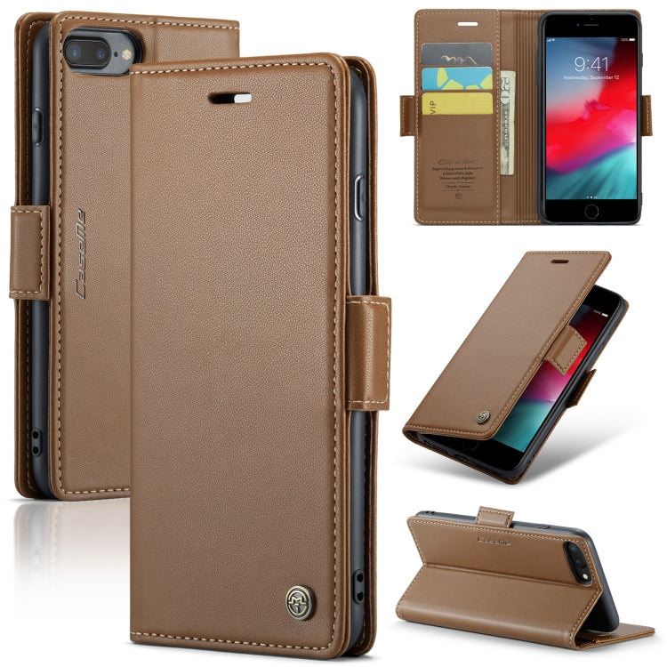 Custodia per telefono in pelle antifurto RFID CaseMe 023 con fibbia a farfalla, For iPhone XR, For iPhone SE 2022/SE 2020/6/7/8, For iPhone 6 Plus/7 Plus/8 Plus