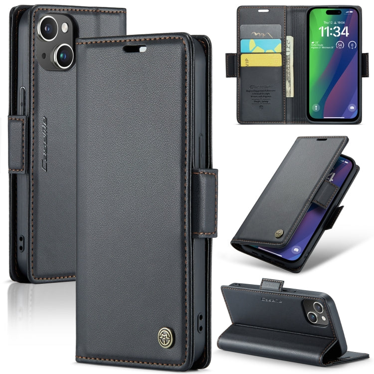 Custodia per telefono in pelle antifurto RFID CaseMe 023 con fibbia a farfalla, For iPhone 14 Pro, For iPhone 15 Plus, For iPhone 14 Pro Max, For iPhone 15