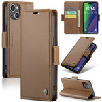 Custodia in pelle RFID per iPhone 14 Pro e 15 Plus