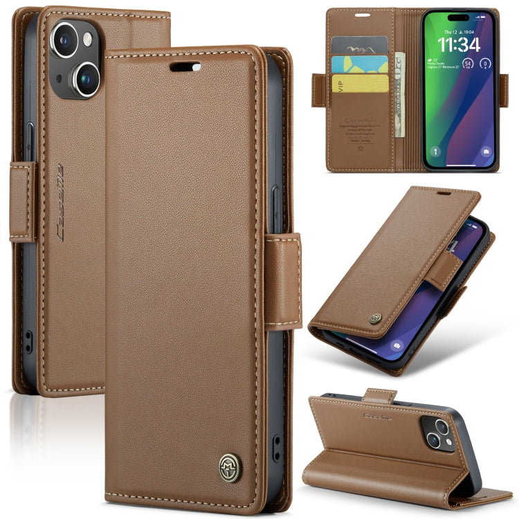 Custodia per telefono in pelle antifurto RFID CaseMe 023 con fibbia a farfalla, For iPhone 14 Pro, For iPhone 15 Plus, For iPhone 14 Pro Max, For iPhone 15