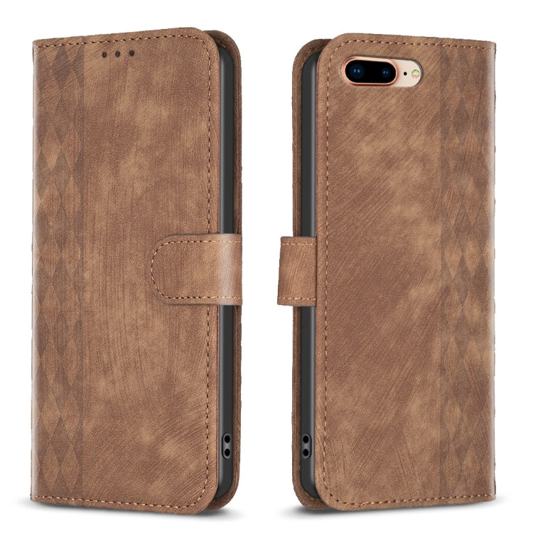 Custodia per telefono in pelle goffrata scozzese, For iPhone 7 Plus / 8 Plus