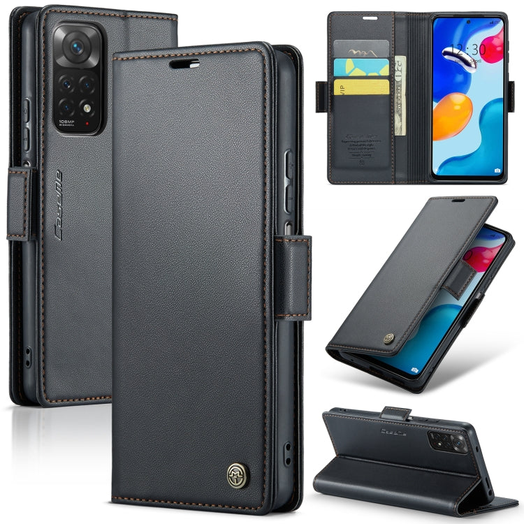 Custodia portafoglio in pelle con fibbia per Xiaomi Redmi Note 11