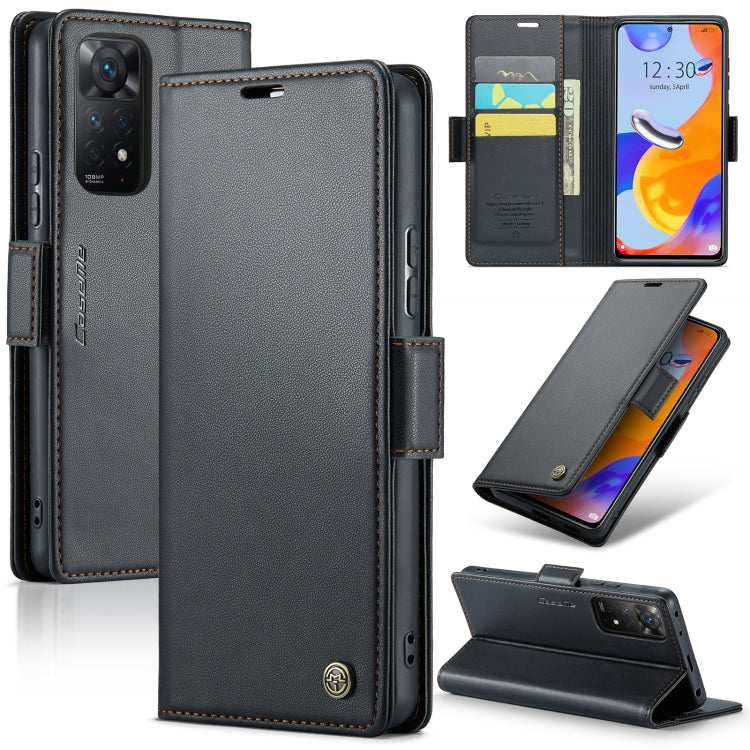 Custodia per telefono in pelle antifurto RFID CaseMe 023 con fibbia a farfalla, For Xiaomi Redmi Note 11 Pro 5G Global, For Xiaomi Redmi Note 11 4G Global, For Xiaomi 11T / 11T Pro, For Xiaomi Mi 11 Lite