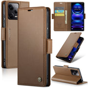 Custodia per telefono in pelle antifurto RFID CaseMe 023 con fibbia a farfalla, For Xiaomi Poco X5 Pro 5G, For Xiaomi Poco X5 5G, For Xiaomi Redmi 11A/12C, For Xiaomi 13 Lite
