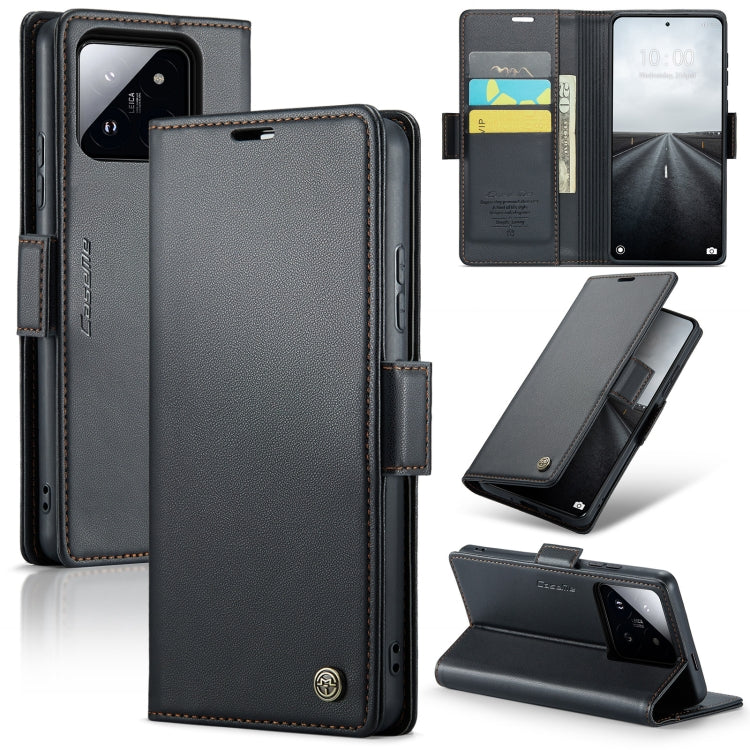 Custodia portafoglio in pelle con fibbia per Xiaomi 14 Pro