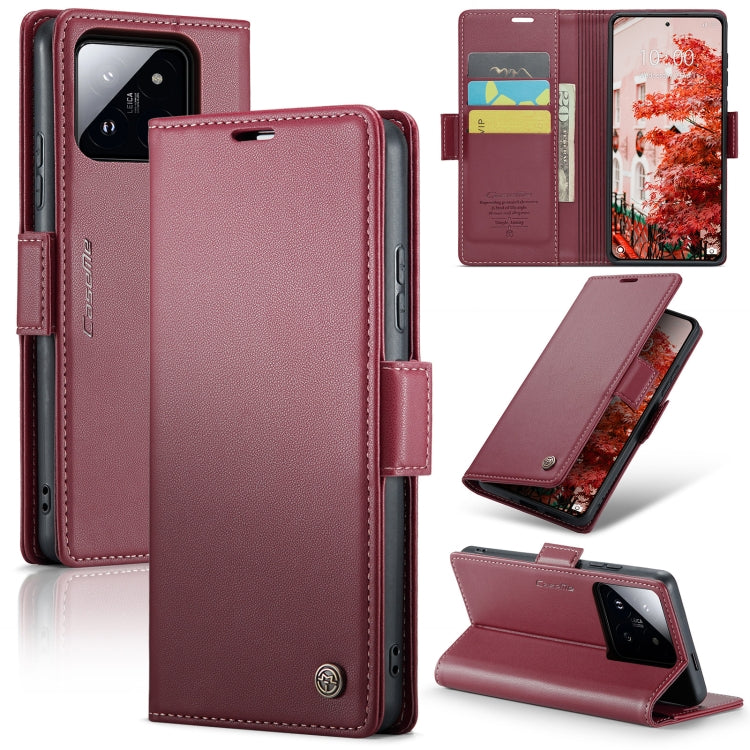 Custodia portafoglio in pelle con fibbia per Xiaomi 14 Pro