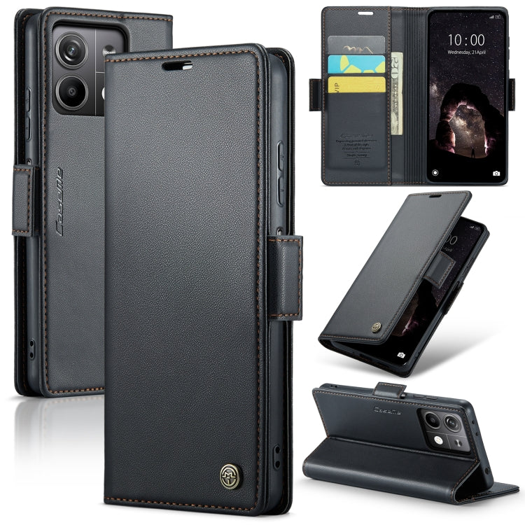 Custodia per telefono in pelle antifurto RFID CaseMe 023 con fibbia a farfalla, For Xiaomi Redmi Note 13 5G, For Xiaomi Redmi Note 13 Pro+ 5G, For Xiaomi Redmi Note 13 Pro 5G, For Xiaomi Redmi 12 4G／12 5G／Note 12R／POCO M6 Pro 5G