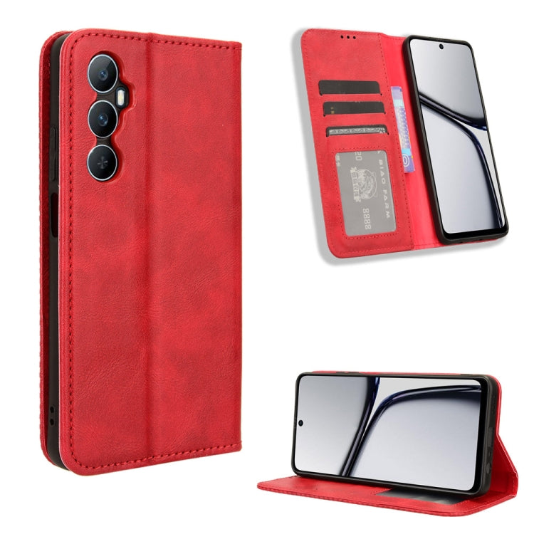 Custodia per telefono in pelle con trama retrò con fibbia magnetica, For Realme C65 4G, For Realme GT Neo5 SE