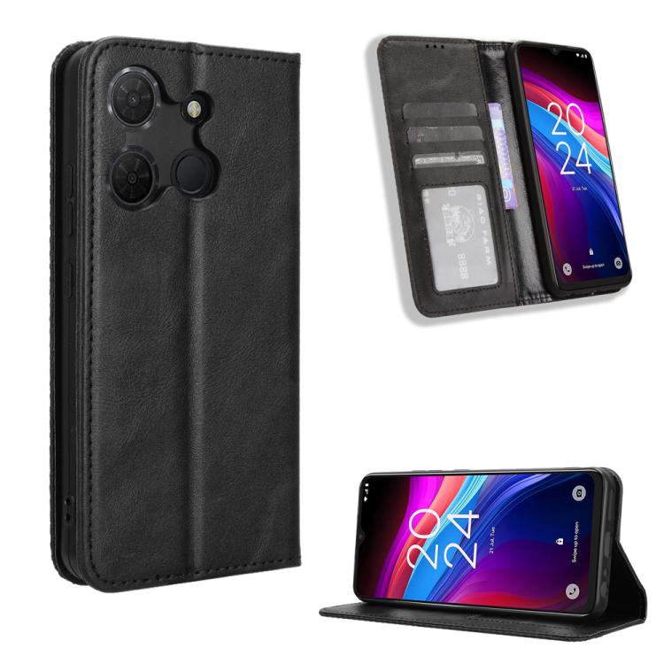 Custodia per telefono in pelle con trama retrò con fibbia magnetica, For TCL 60 SE NxtPaper 5G, For TCL 60 NxtPaper, For TCL 605 / 60 SE, For TCL 60R 5G, For TCL 503, For TCL 50 NxtPaper 5G / 50 Pro NxtPaper 5G