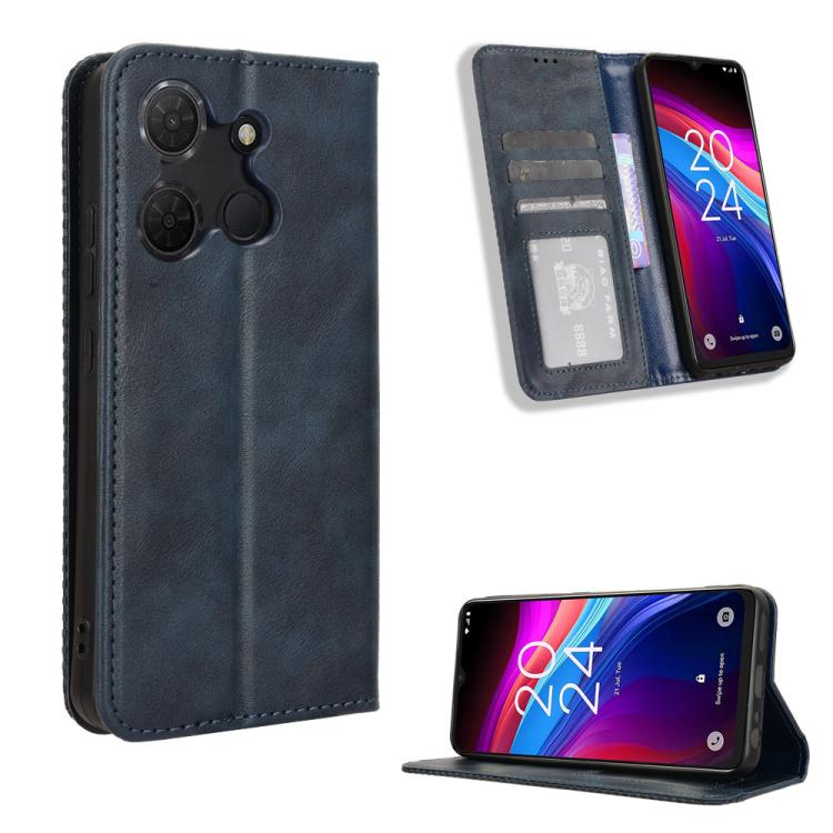 Custodia per telefono in pelle con trama retrò con fibbia magnetica, For TCL 60 SE NxtPaper 5G, For TCL 60 NxtPaper, For TCL 605 / 60 SE, For TCL 60R 5G, For TCL 503, For TCL 50 NxtPaper 5G / 50 Pro NxtPaper 5G
