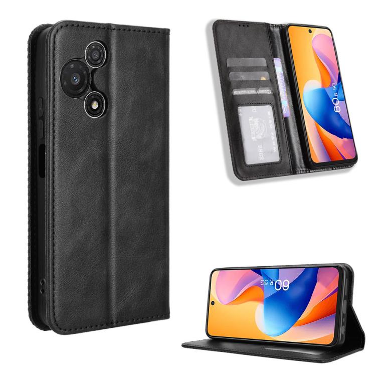 Custodia per telefono in pelle con trama retrò con fibbia magnetica, For TCL 60 SE NxtPaper 5G, For TCL 60 NxtPaper, For TCL 605 / 60 SE, For TCL 60R 5G, For TCL 503, For TCL 50 NxtPaper 5G / 50 Pro NxtPaper 5G