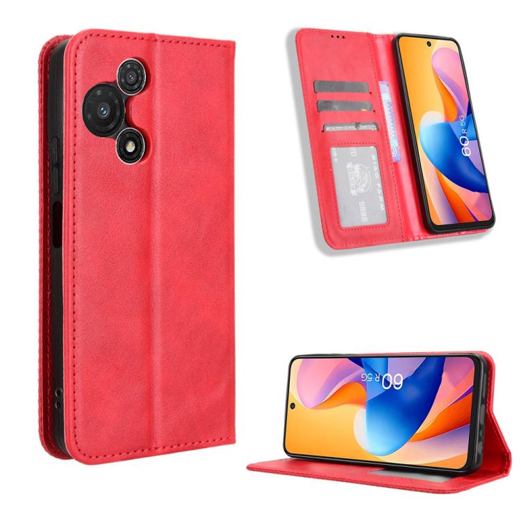 Custodia per telefono in pelle con trama retrò con fibbia magnetica, For TCL 60 SE NxtPaper 5G, For TCL 60 NxtPaper, For TCL 605 / 60 SE, For TCL 60R 5G, For TCL 503, For TCL 50 NxtPaper 5G / 50 Pro NxtPaper 5G