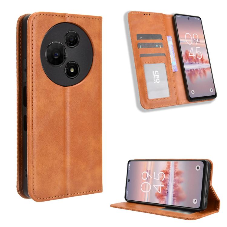 Custodia per telefono in pelle con trama retrò con fibbia magnetica, For TCL 60 SE NxtPaper 5G, For TCL 60 NxtPaper, For TCL 605 / 60 SE, For TCL 60R 5G, For TCL 503, For TCL 50 NxtPaper 5G / 50 Pro NxtPaper 5G