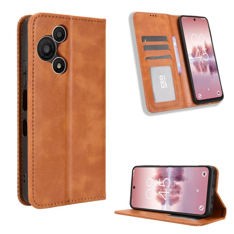 Custodia per telefono in pelle con trama retrò con fibbia magnetica, For TCL 60 SE NxtPaper 5G, For TCL 60 NxtPaper, For TCL 605 / 60 SE, For TCL 60R 5G, For TCL 503, For TCL 50 NxtPaper 5G / 50 Pro NxtPaper 5G