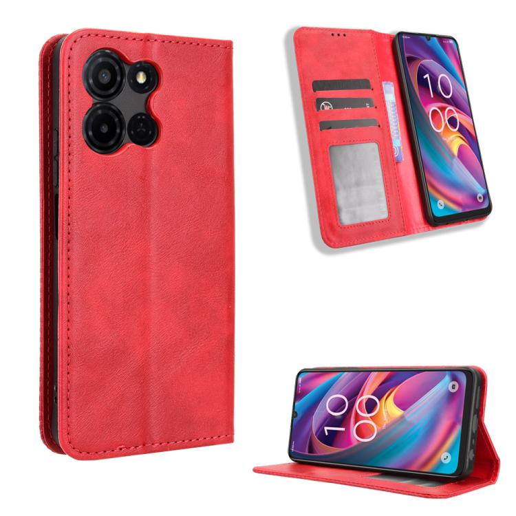 Custodia per telefono in pelle con trama retrò con fibbia magnetica, For TCL K70 5G / K70 XE, For TCL K70 SE T453D, For TCL K70 4G / K70 Power 4G, For TCL NxtPaper 70 Pro 5G, For TCL K32 5G / K33 5G, For TCL NxtPaper 60 Ultra 5G