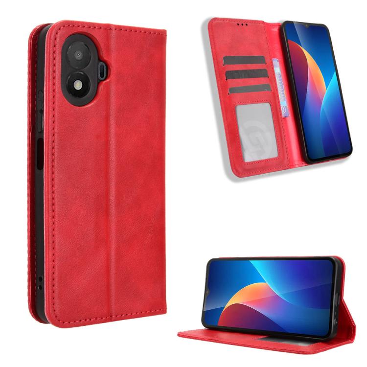 Custodia per telefono in pelle con trama retrò con fibbia magnetica, For TCL K70 5G / K70 XE, For TCL K70 SE T453D, For TCL K70 4G / K70 Power 4G, For TCL NxtPaper 70 Pro 5G, For TCL K32 5G / K33 5G, For TCL NxtPaper 60 Ultra 5G