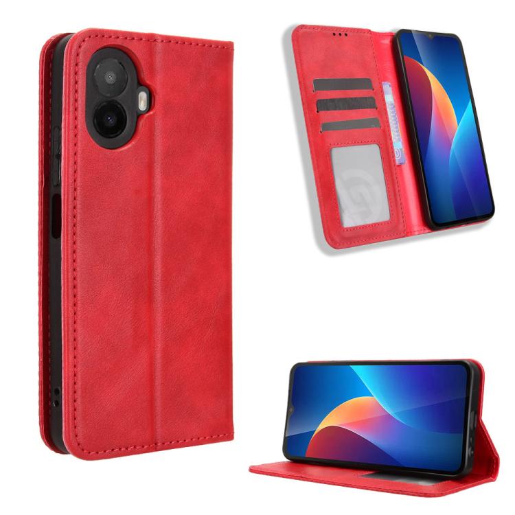 Custodia per telefono in pelle con trama retrò con fibbia magnetica, For TCL K70 5G / K70 XE, For TCL K70 SE T453D, For TCL K70 4G / K70 Power 4G, For TCL NxtPaper 70 Pro 5G, For TCL K32 5G / K33 5G, For TCL NxtPaper 60 Ultra 5G