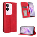Custodia per telefono in pelle con trama retrò con fibbia magnetica, For vivo Y17s 4G, For vivo V29e 5G, For vivo Y27 / Y36 5G / 4G, For vivo Y35+ 5G, For vivo S17 5G / S17 Pro, For vivo S17e