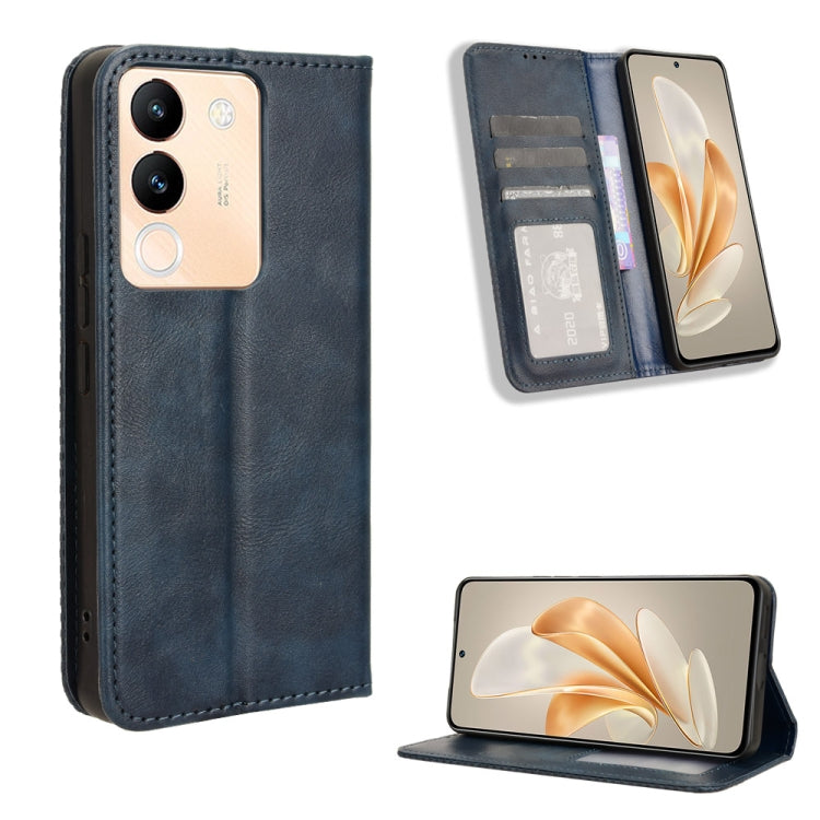 Custodia per telefono in pelle con trama retrò con fibbia magnetica, For vivo V30 5G / V30 Pro 5G, For vivo S18 5G / S18 Pro, For vivo S18e 5G, For vivo X100 Pro 5G, For vivo X100 5G, For vivo V29E / Y200 5G
