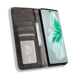 Custodia per telefono in pelle con trama retrò con fibbia magnetica, For vivo V30 5G / V30 Pro 5G, For vivo S18 5G / S18 Pro, For vivo S18e 5G, For vivo X100 Pro 5G, For vivo X100 5G, For vivo V29E / Y200 5G