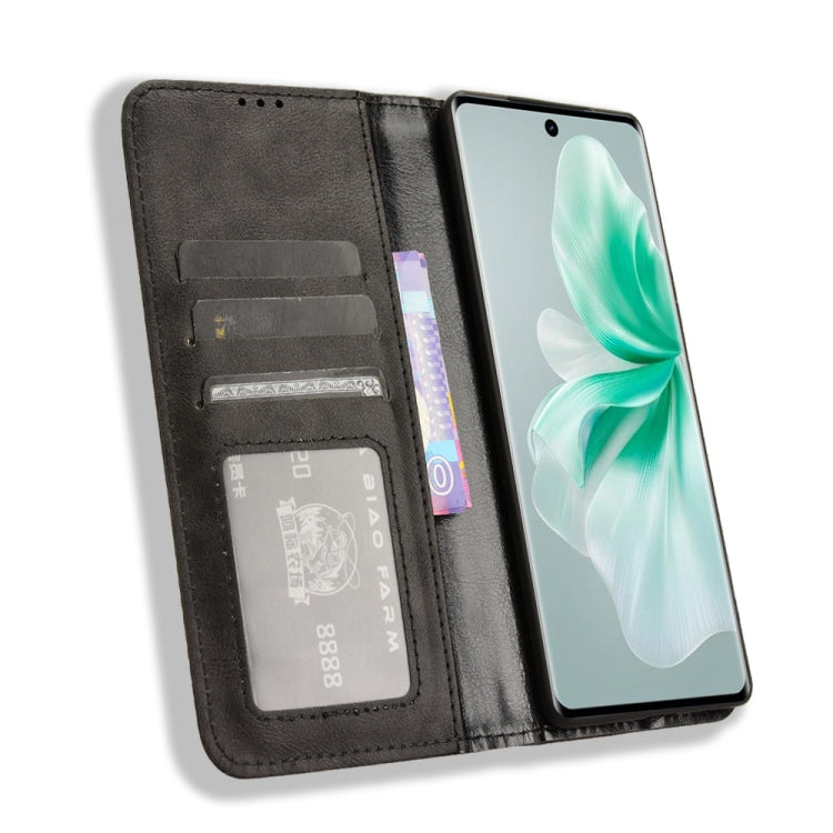 Custodia per telefono in pelle con trama retrò con fibbia magnetica, For vivo V30 5G / V30 Pro 5G, For vivo S18 5G / S18 Pro, For vivo S18e 5G, For vivo X100 Pro 5G, For vivo X100 5G, For vivo V29E / Y200 5G
