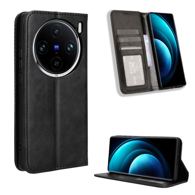 Custodia per telefono in pelle con trama retrò con fibbia magnetica, For vivo V30 5G / V30 Pro 5G, For vivo S18 5G / S18 Pro, For vivo S18e 5G, For vivo X100 Pro 5G, For vivo X100 5G, For vivo V29E / Y200 5G