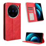 Custodia per telefono in pelle con trama retrò con fibbia magnetica, For vivo V30 5G / V30 Pro 5G, For vivo S18 5G / S18 Pro, For vivo S18e 5G, For vivo X100 Pro 5G, For vivo X100 5G, For vivo V29E / Y200 5G