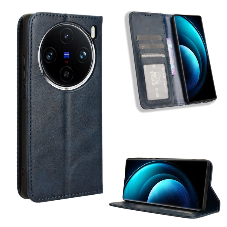 Custodia per telefono in pelle con trama retrò con fibbia magnetica, For vivo V30 5G / V30 Pro 5G, For vivo S18 5G / S18 Pro, For vivo S18e 5G, For vivo X100 Pro 5G, For vivo X100 5G, For vivo V29E / Y200 5G