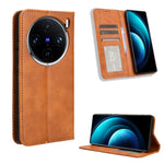 Custodia per telefono in pelle con trama retrò con fibbia magnetica, For vivo V30 5G / V30 Pro 5G, For vivo S18 5G / S18 Pro, For vivo S18e 5G, For vivo X100 Pro 5G, For vivo X100 5G, For vivo V29E / Y200 5G