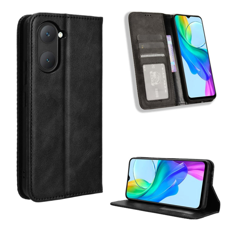 Custodia per telefono in pelle con trama retrò con fibbia magnetica, For vivo S19 5G, For vivo Y28 4G, For vivo X100 Ultra 5G, For vivo Y38 5G / Y200i 5G, For vivo Y03 4G, For vivo Y200e 5G / Y100 5G IND