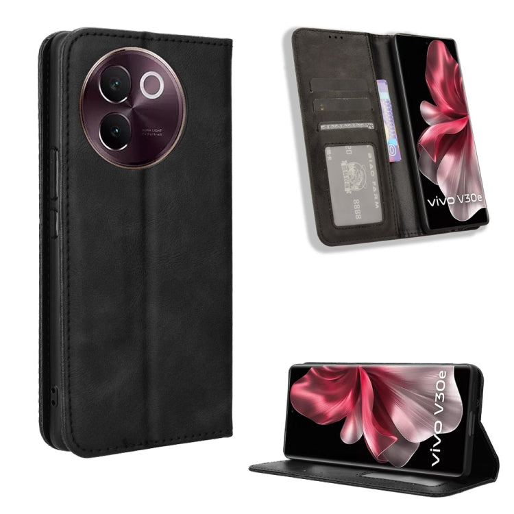 Custodia per telefono in pelle con trama retrò con fibbia magnetica, For vivo V40 Lite 4G / 5G IDN, For vivo V40e 5G / iQOO Z9S 5G, For vivo T3 Pro 5G / iQOO Z9S Pro 5G, For vivo V30e 5G / V40 Lite 5G, For vivo Y58 5G, For vivo S19 Pro 5G / V40 5G