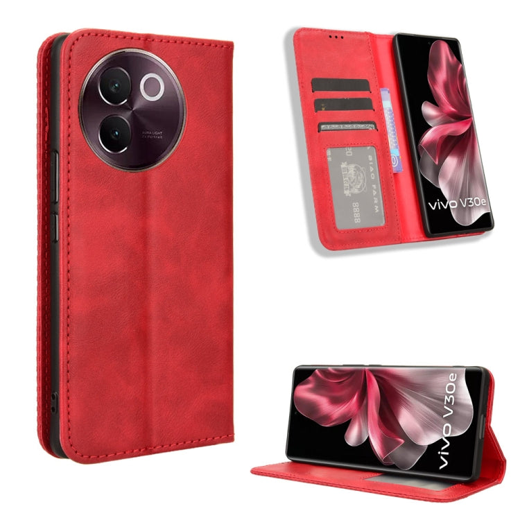 Custodia per telefono in pelle con trama retrò con fibbia magnetica, For vivo V40 Lite 4G / 5G IDN, For vivo V40e 5G / iQOO Z9S 5G, For vivo T3 Pro 5G / iQOO Z9S Pro 5G, For vivo V30e 5G / V40 Lite 5G, For vivo Y58 5G, For vivo S19 Pro 5G / V40 5G