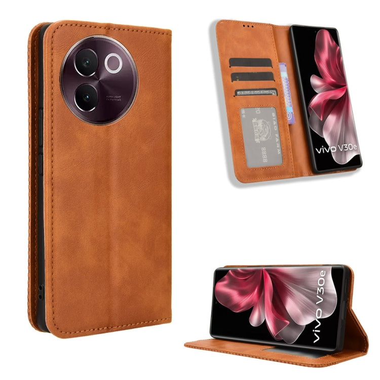 Custodia per telefono in pelle con trama retrò con fibbia magnetica, For vivo V40 Lite 4G / 5G IDN, For vivo V40e 5G / iQOO Z9S 5G, For vivo T3 Pro 5G / iQOO Z9S Pro 5G, For vivo V30e 5G / V40 Lite 5G, For vivo Y58 5G, For vivo S19 Pro 5G / V40 5G