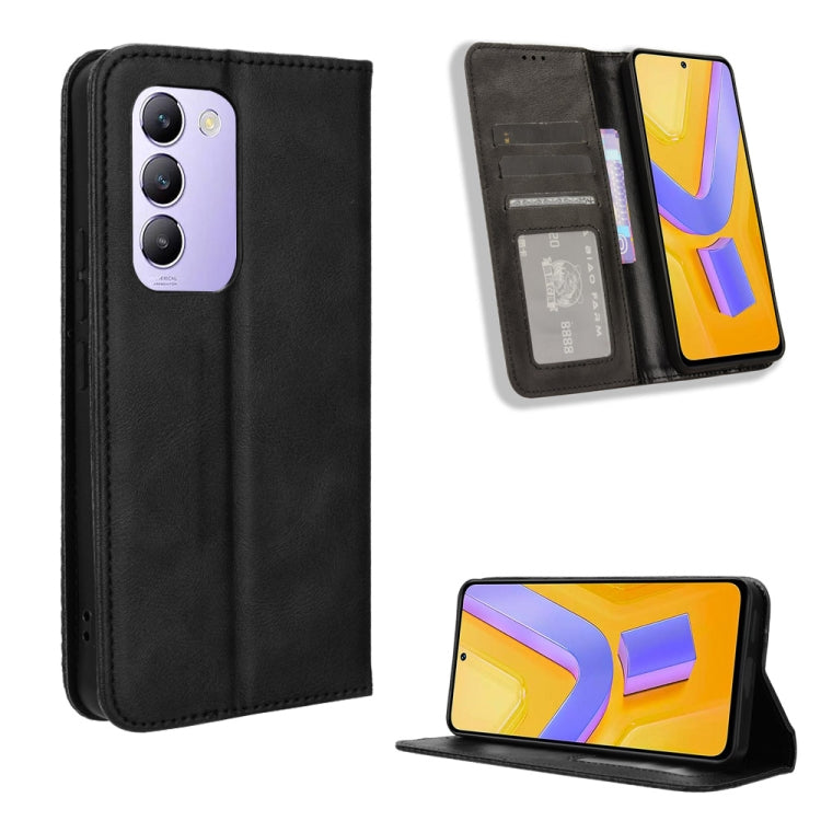 Custodia per telefono in pelle con trama retrò con fibbia magnetica, For vivo S19 5G, For vivo Y28 4G, For vivo X100 Ultra 5G, For vivo Y38 5G / Y200i 5G, For vivo Y03 4G, For vivo Y200e 5G / Y100 5G IND